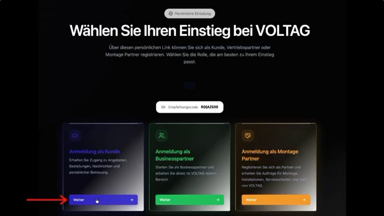 VOLTAG Anmeldung